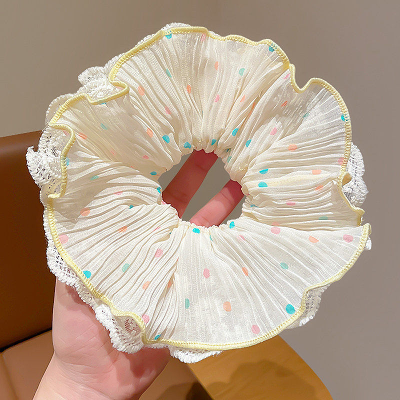 3# 노란색 레이스 머리끈 18cm
