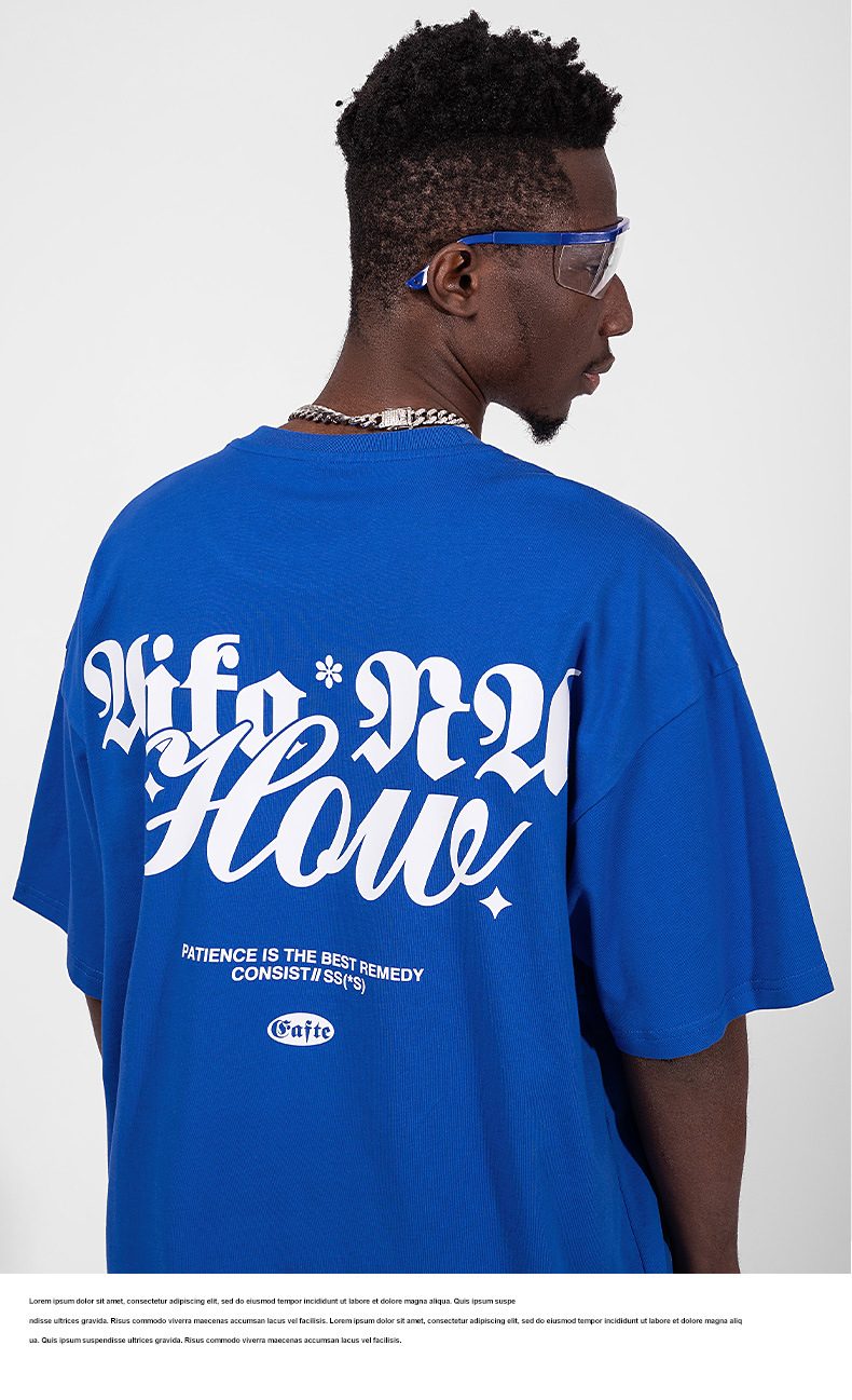 Camiseta masculina de marca de moda americana, manga curta, solta, tamanho grande, 220g, camisa de casal de hip hop de rua_voghion.com