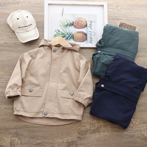 Boys' Jackets  Autumn New Children's Clothing Medium and Large Children's Casual Windbreakers Western Style Spring and Autumn Boys' Solid Color Coats