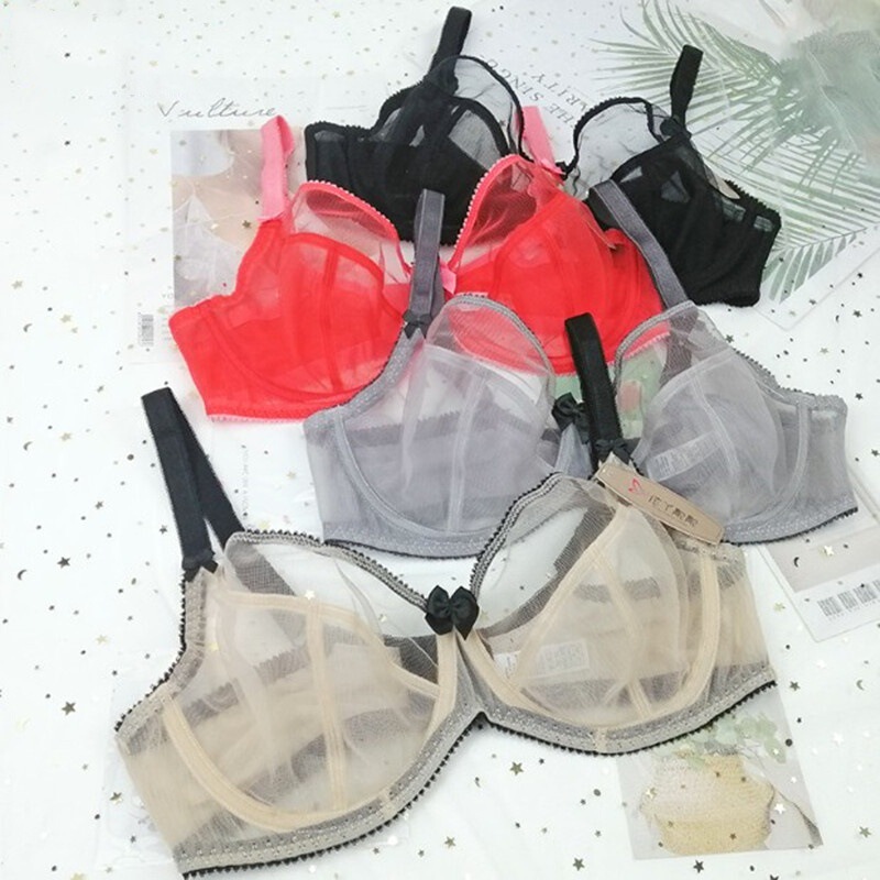 Summer Glass Transparent Mesh Sexy Ultra-Thin Bra with Underwire, Sexy and Comfortable Plus Size Underwear 70-90Bcdef Summer Glass Transparent Mesh Sexy Ultra-Thin Bra with Underwire, Sexy and Comfortable Plus Size Underwear 70-90Bcdef