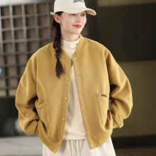 2025秋款时尚针织棉卫衣外套女休闲立领棒球服运动开衫外搭 女