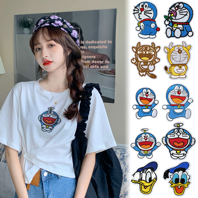小号刺绣贴批发多啦a梦布贴装饰衣服裤子T恤帽子补丁贴破洞修补贴