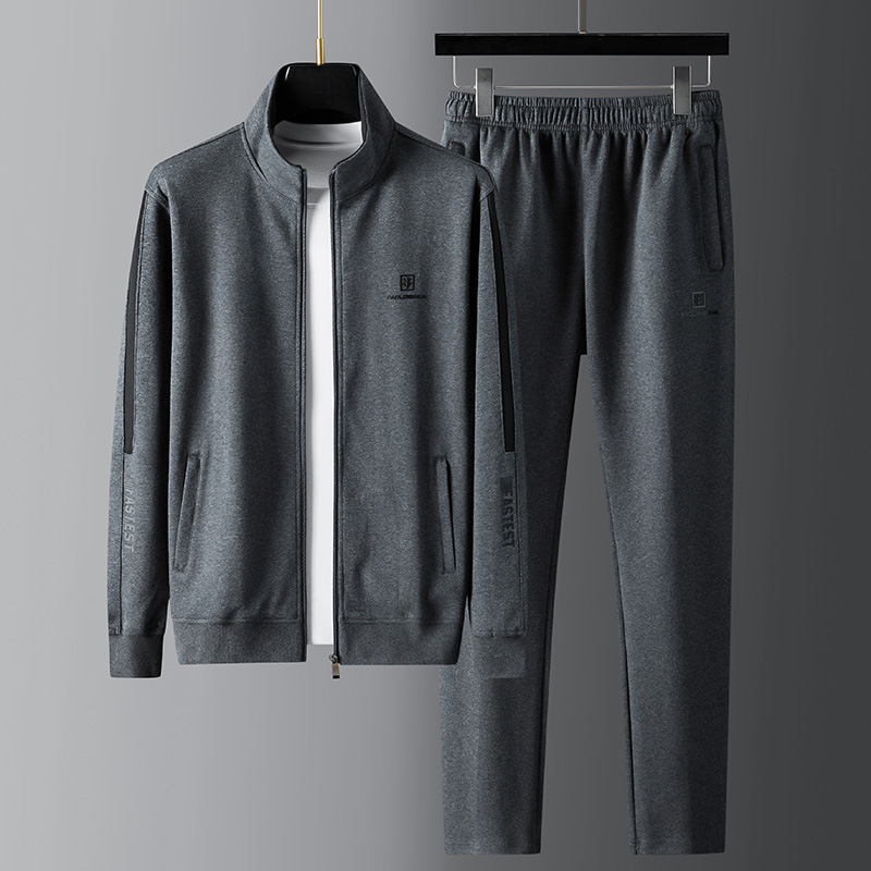 Autumn New Men's Casual Sports Suit Micro-Elastic Straight Breathable Korean Style Loose Two-Piece Suit