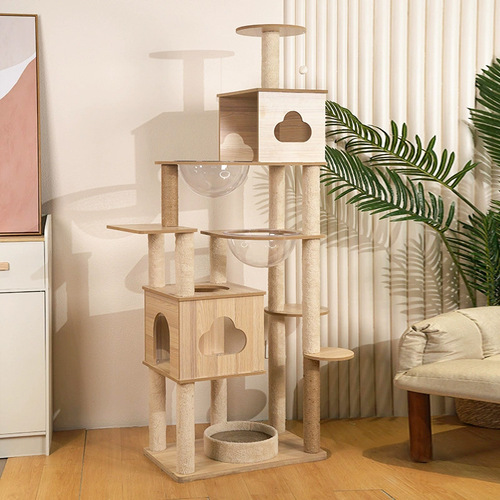 Cat climbing frame, cat scratch board, cat bed, cat tree integrated high-rise cat stand space capsule large cat pet supplies