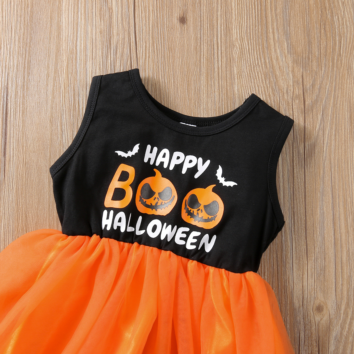 Halloween Fashion Pumpkin Letter Bowknot Cotton Girls Dresses display picture 3