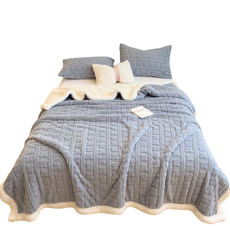 Manta de siesta invierno gruesa mantas de peluche leche oficina pequeña edredón de aire acondicionado mantas sofá mantas de cordero cashmere