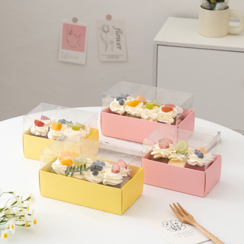 Cake roll packaging box Korean room temperature towel roll Swiss roll Western pastry transparent box dessert macaron packaging box