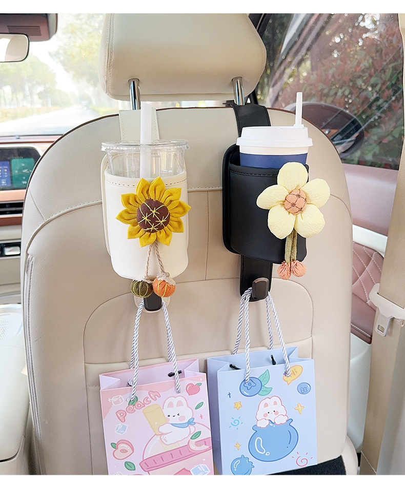 Car Multifunctional Storage Box Car Seat Back Rack Water Cup Holder Seat Back Row Creative Milk Tea Storage Bucket