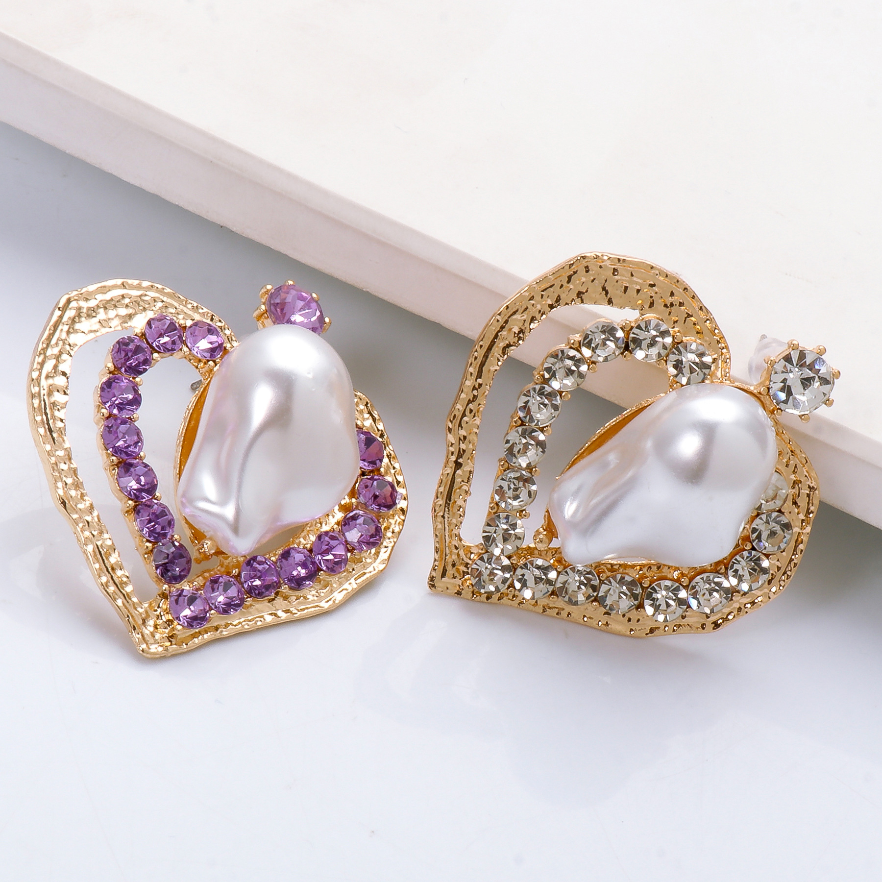 fashion purple diamond heartshaped earringspicture10