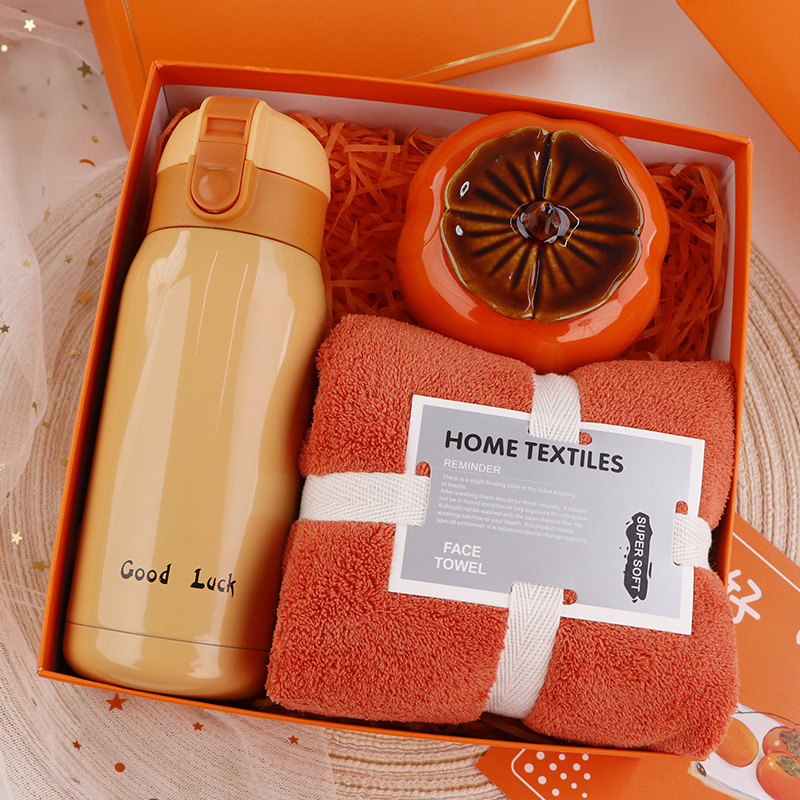 오렌지 [(핫스타일 8) 오렌지 보온병 + 오렌지 사각타월 + 감
