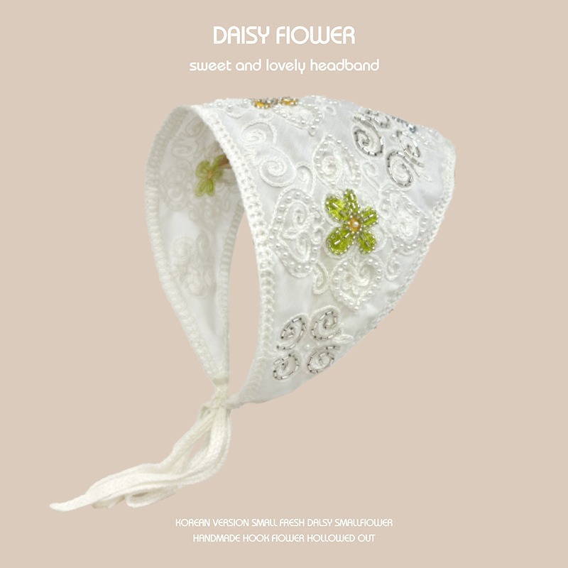 Primavera y Verano en línea Celebrity ins viaje hecho a mano de ganchillo bufanda del triángulo las mujeres lindo dulce banda pelo punto pañuelo sombrero