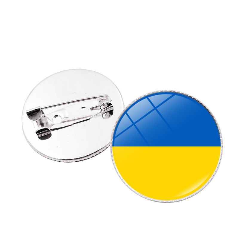 Ukraine time gem brooch cross-border popular product silver badge simple all-match student badge pin accessories