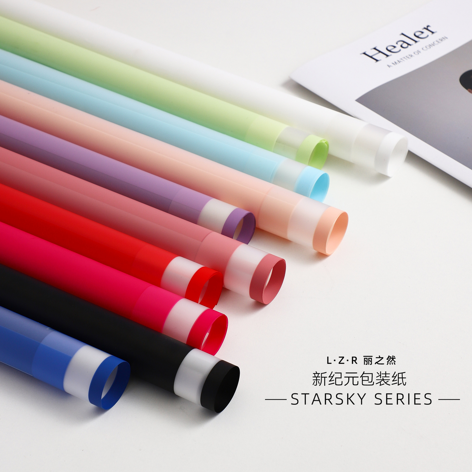 Papel de Regalo Floral Elegante, Impermeable, con Borde de Color Mate, Papel para Envolver Flores, Papel de Regalo de Li Zhiran