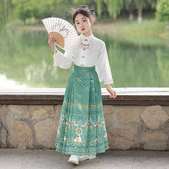 Chinese-style girl's ancient dress horse-face skirt set, summer children's dress, thin Hanfu skirt, children's clothing, Ming Dynasty Tang-style dress