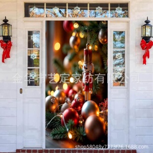 Christmas Holiday Door Cover Decorative Cloth Outdoor Matching Door Sticker Hanging Cloth Party Layout Photo Background Cloth Cross-border Explosions