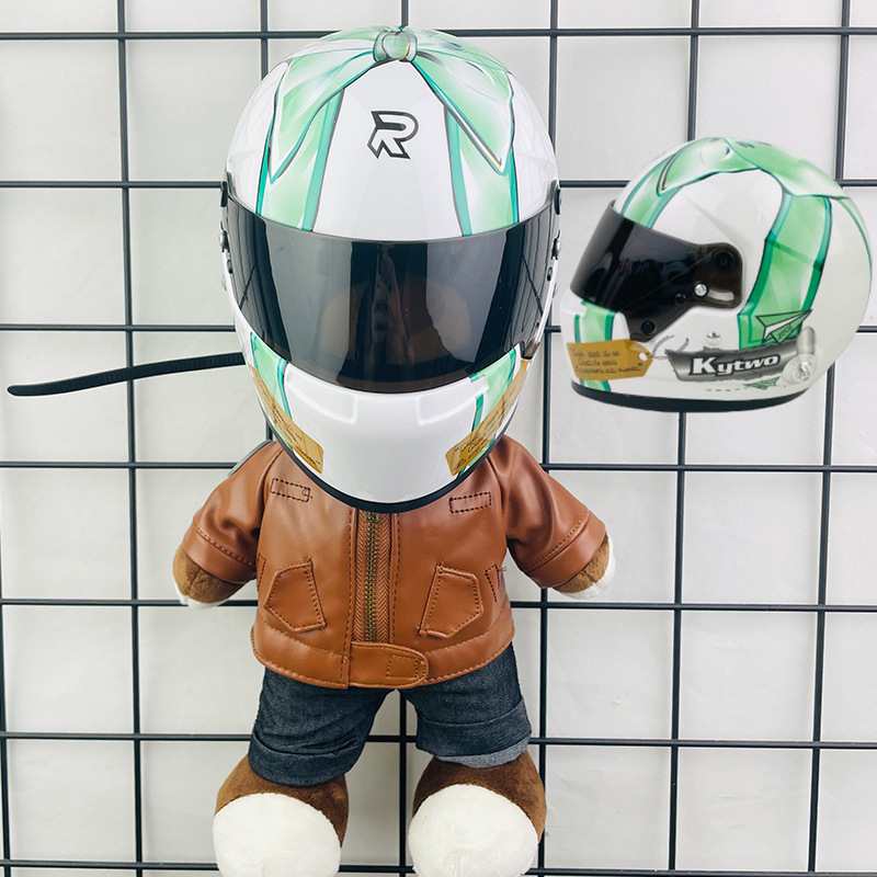 Coche eléctrico colgante oso muñeca casco cuero juguete coche tronco montar decoración 4S reparación tienda locomotora muñeca