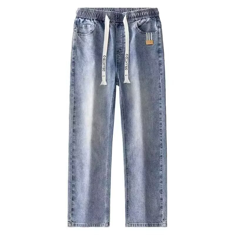 Pantalón de Mezclilla Ancho con Cintura Elástica para Hombre de Algodón Microelástico para Ocio image 5
