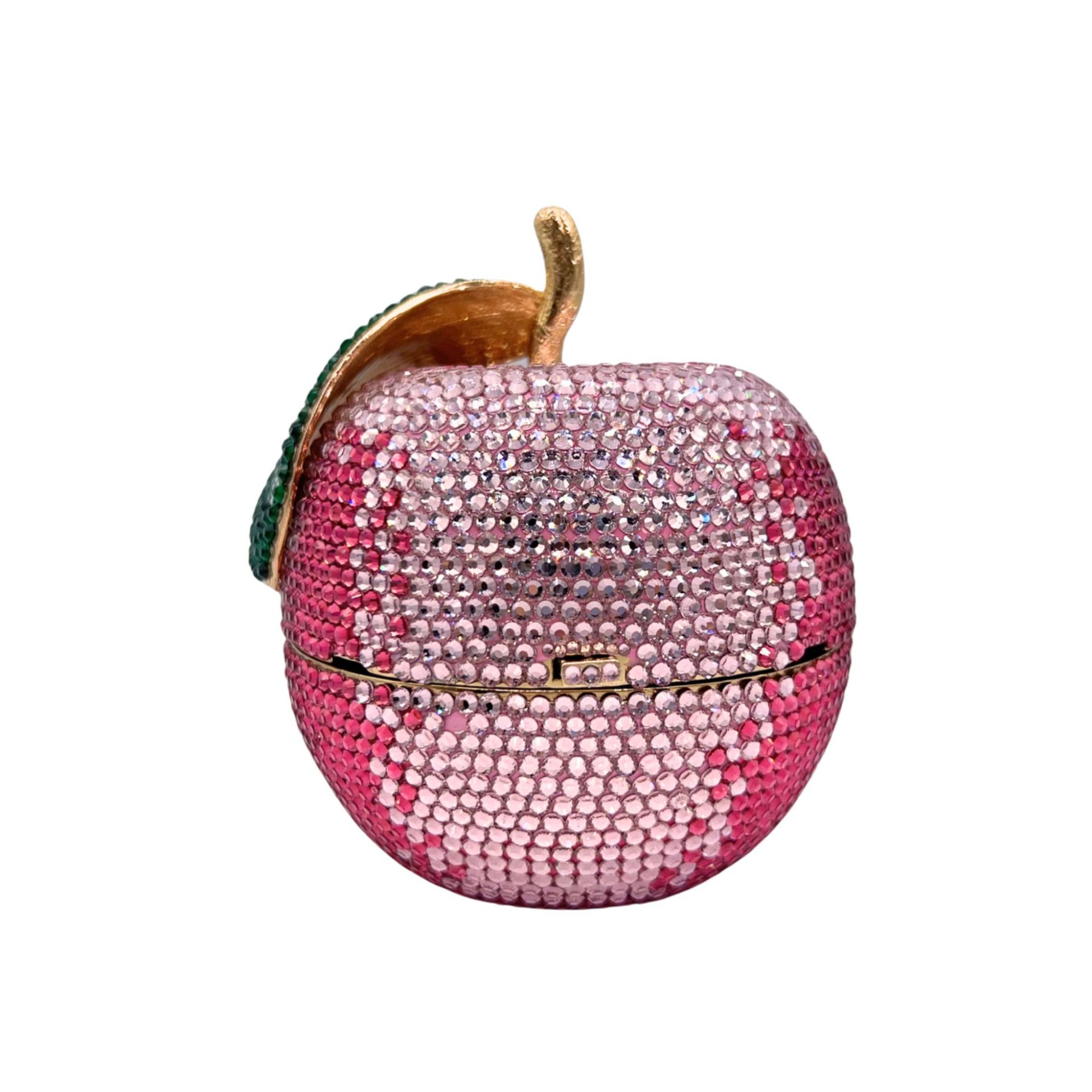 Túi clutch nữ đính đá hình quả táo pha lê sang trọng — Táo hồng, Cá tính đặt làm