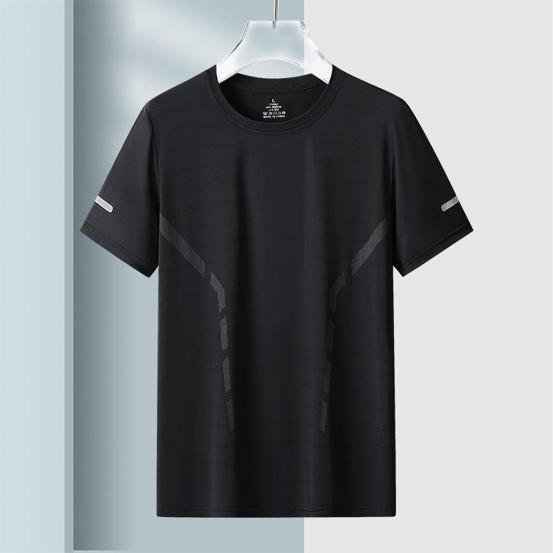 夏の男性の氷の目の半袖のtシャツの男性の丸首の薄いタイプのゆったりしている通気性の半袖のtシャツの大きいサイズ|undefined
