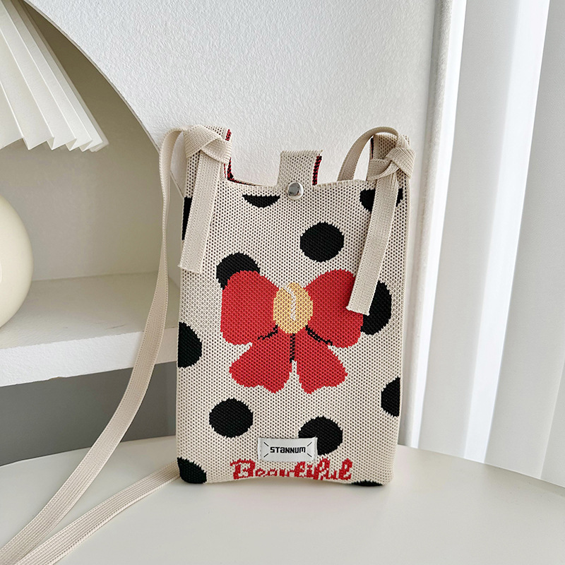 Nuevo lindo cachorro de punto mini bolso de teléfono móvil versátil viaje pequeño bolso de cambio portátil bolso de mujer