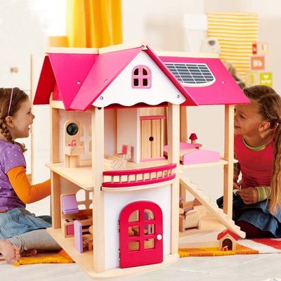 娃娃屋女孩过家家玩具仿真公主城堡套装木质别墅房子儿童生日礼物|ms