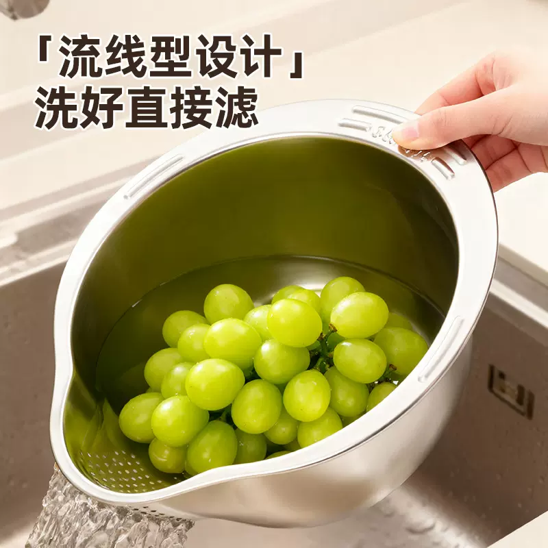 洗菜盆沥水篮新款不锈钢滤水篮洗水果洗菜篮子淘米神器厨房沥水盆