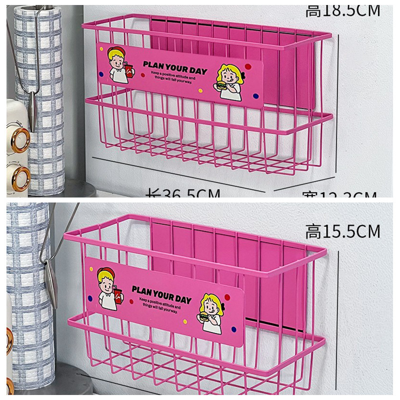 Lazy School 高品質冷蔵庫磁気収納ラック壁掛け強力収納バスケットプラスチックラップキッチンペーパー収納バスケット|undefined