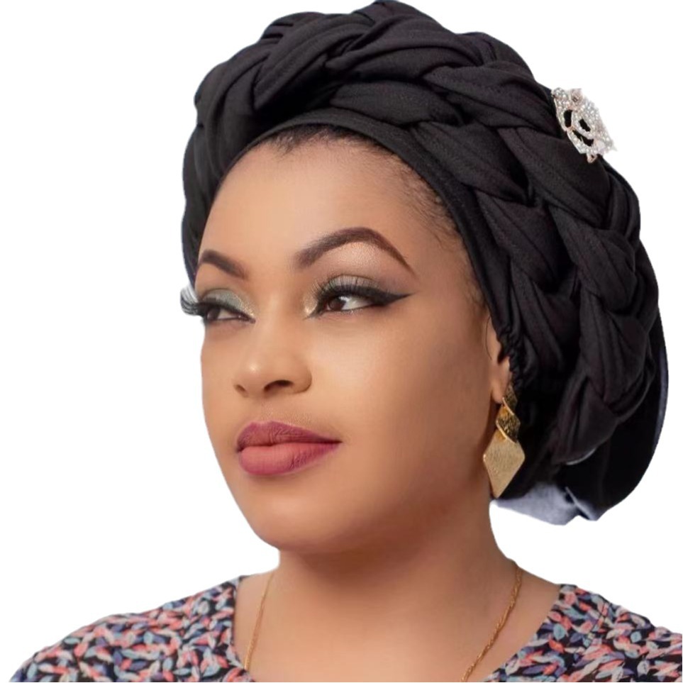 Muslim hat Autumn African hand-braided hat with accessory turban wrap_voghion.com