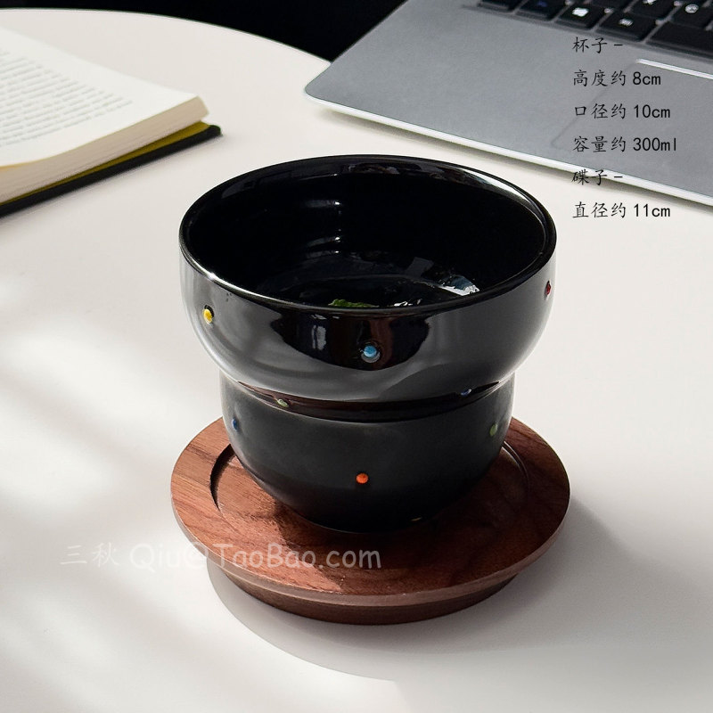 复古哑光白浮雕立体波点糖豆陶瓷手握杯葫芦杯咖啡拉花拿铁杯礼物|undefined