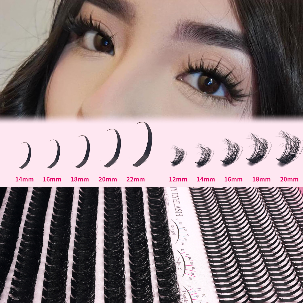 Versión actualizada Spikes Point Fairy + Fluffy 100D False Lashes DIY transfronterizo Europa y América segmentos fluffy80D