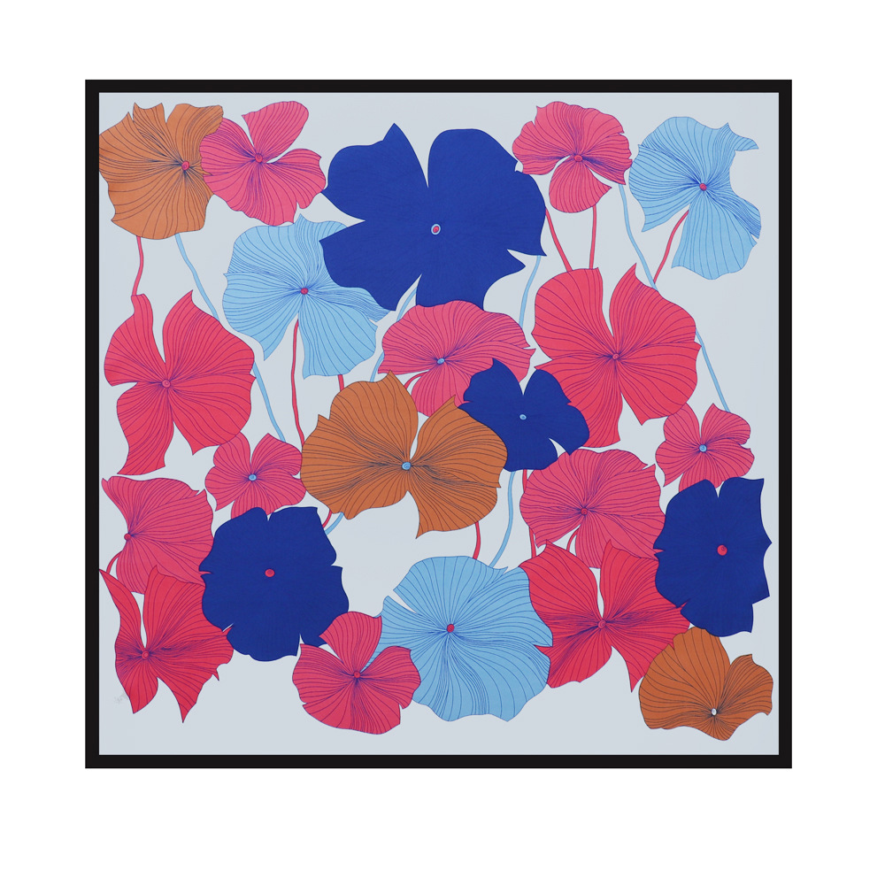 Women's Gender Printing Design Women's Lady Flower Satin Printing Silk Scarf