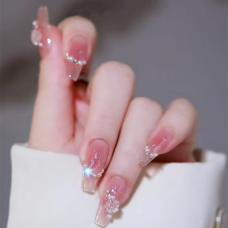 High-End Wearable Nails, Ice Blush, Bubble Rose Fake Nails, Wearable Nail Stickers, Finished Manicure Wholesale High-End Wearable Nails, Ice Blush, Bubble Rose Fake Nails, Wearable Nail Stickers, Finished Manicure Wholesale