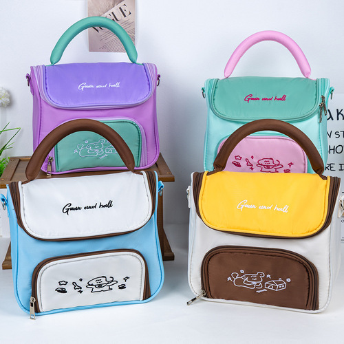 Ins Simple Large Capacity Handbag Storage Bag Student High-Quality Aesthetic Stationery Pen Case PU Portable Travel Wash Bag Storage Bag