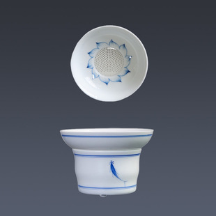 White Porcelain Ceramic Tea Leakage Tea Filter Mesh Cloth Tea Partition Underglaze Color Antique Hand-painted Kung Fu Tea Set Accessories Tea Strainer
