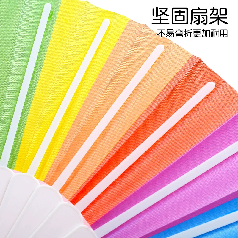 Summer rainbow children's plastic round fan for kindergarten