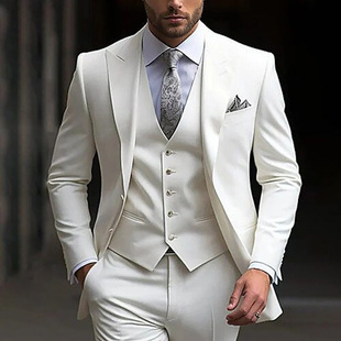 Cross-Border European and American Amazon Suit Dress Gentleman Foreign Trade Banquet Wedding Groom Suit Suit Temperament Three-Piece Suit
