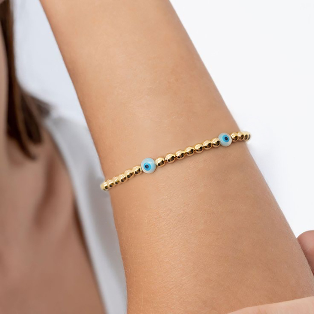 9g Weight Bracelets Classification 1 Piece Quantity Ig Style Vacation Devil's Eye Shell Copper 18k Gold Plated Bracelets In Bulk