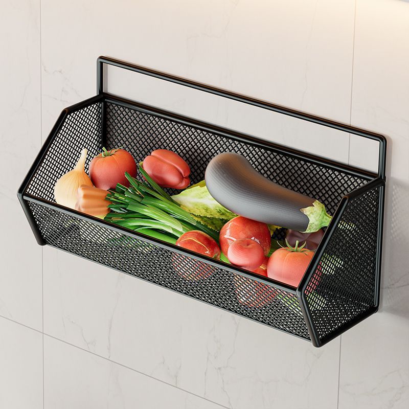 Kitchen Wall Storage Rack Without Punching, Multi-Functional Green Onion, Ginger and Garlic Storage Basket, Double-Layer Hanging Rack, Vegetable Spice Rack