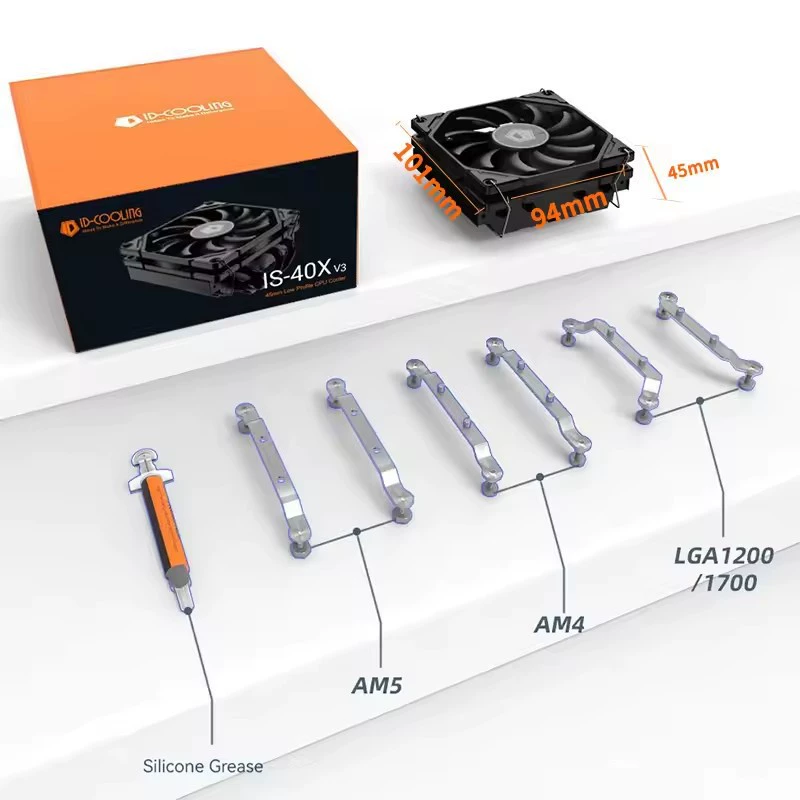 ID-COOLING IS-40X с 4 тепловыми трубками, низкопрофильное воздушное охлаждение для CPU
