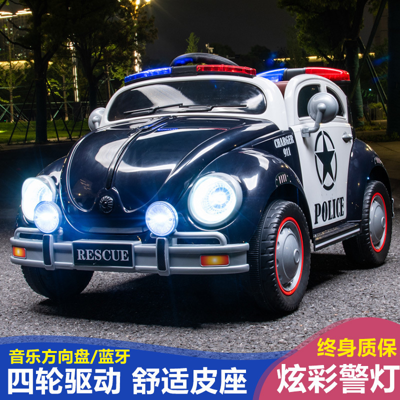 Niños retro coche eléctrico de cuatro ruedas control remoto carro escarabajo todoterreno juguetes para niños se puede sentar coche para niños image 4