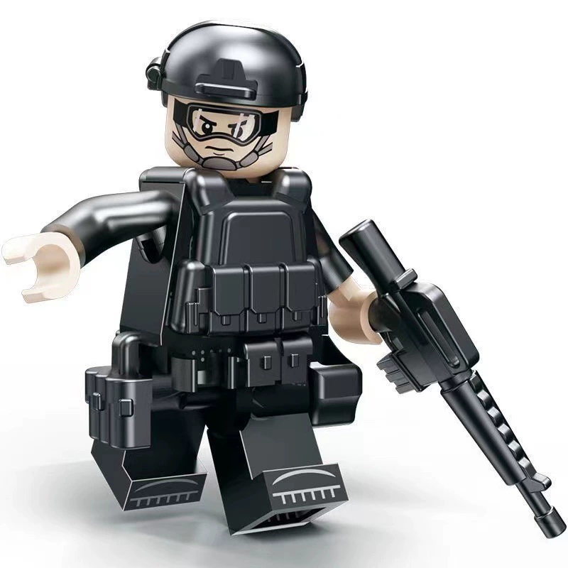 Minifigure blind bag (Lego compatible), traffic police & SWAT collectible, single figure or mini‑set
