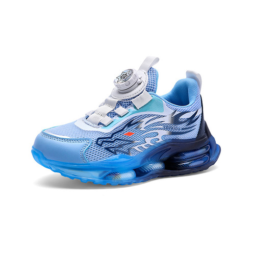 Summer new style single mesh hollow boys' rotating buckle sports shoes, lightweight non-slip breathable mesh running shoes, medium and large children's trendy shoes