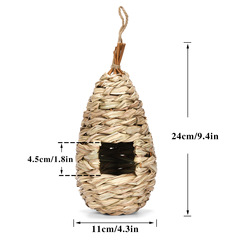 Cross-border sourcing: Amazon garden decor – Handwoven straw nests featuring hibiscus grass and gourd-shaped birdhouses