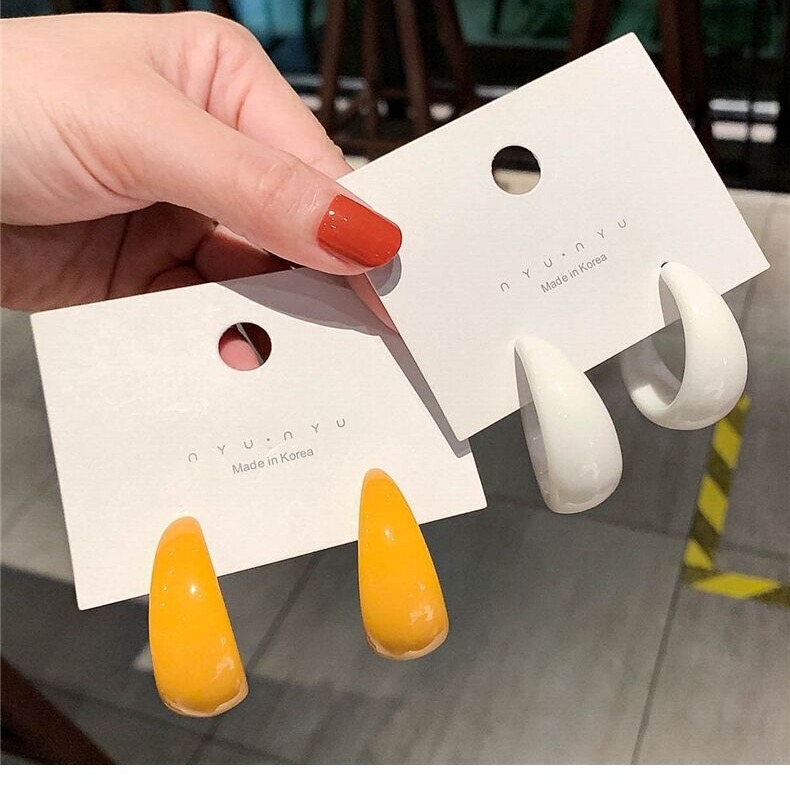 925 silver needle candy color hoop earrings 2022 new trendy acrylic autumn and winter earrings exaggerated C- shaped earrings earrings