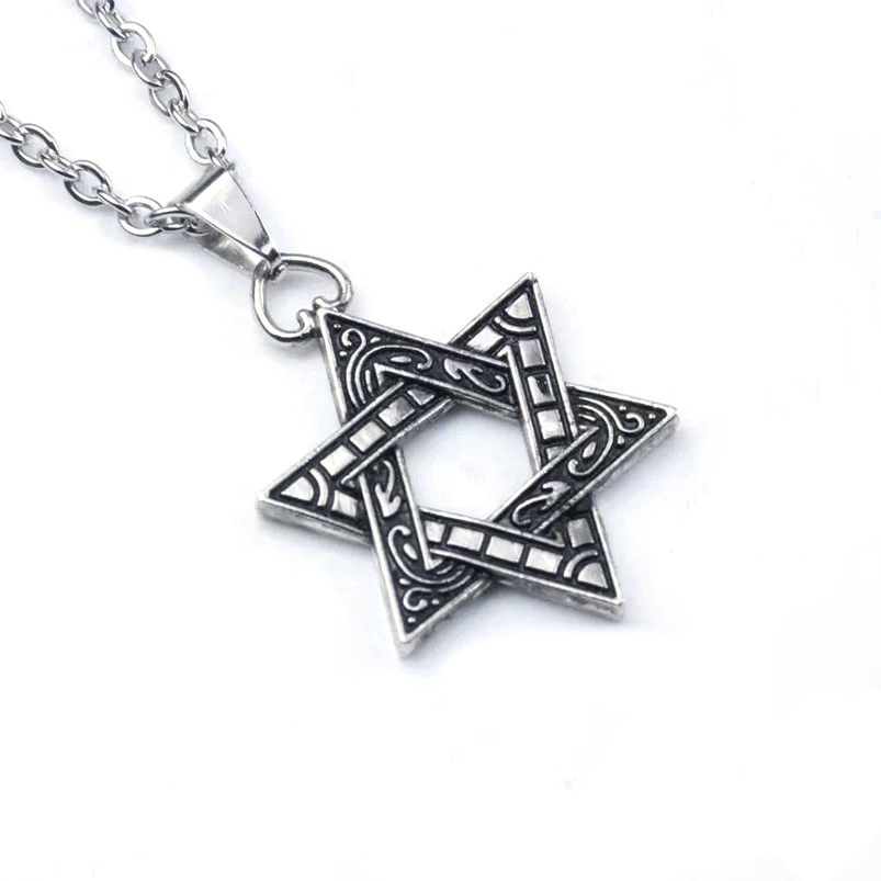 Популярное мужское колье из титановой стали с подвеской в виде шестиконечной звезды в стиле знаменитостей, литой под давлением, модный рок-стиль, прямые продажи с фабрики.