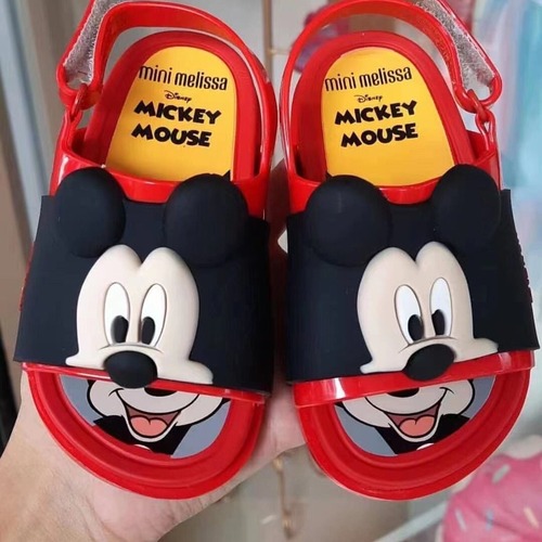 Melissa 2024 new children's sandals Mickey and Minnie summer boys and girls sandals thick-soled cartoon beach shoes