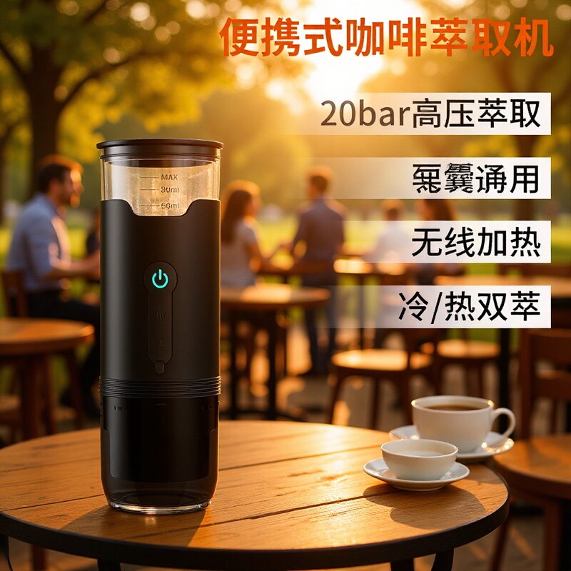 Cross-Border Heated Mini Coffee Machine, Portable Espresso Machine, Three-In-One for Coffee Grounds and Capsules