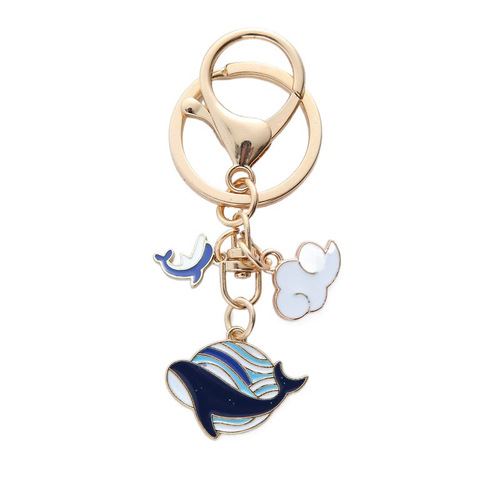 Creative handmade dripping oil cartoon whale keychain couple bag pendant key chain cute cloud dolphin pendant