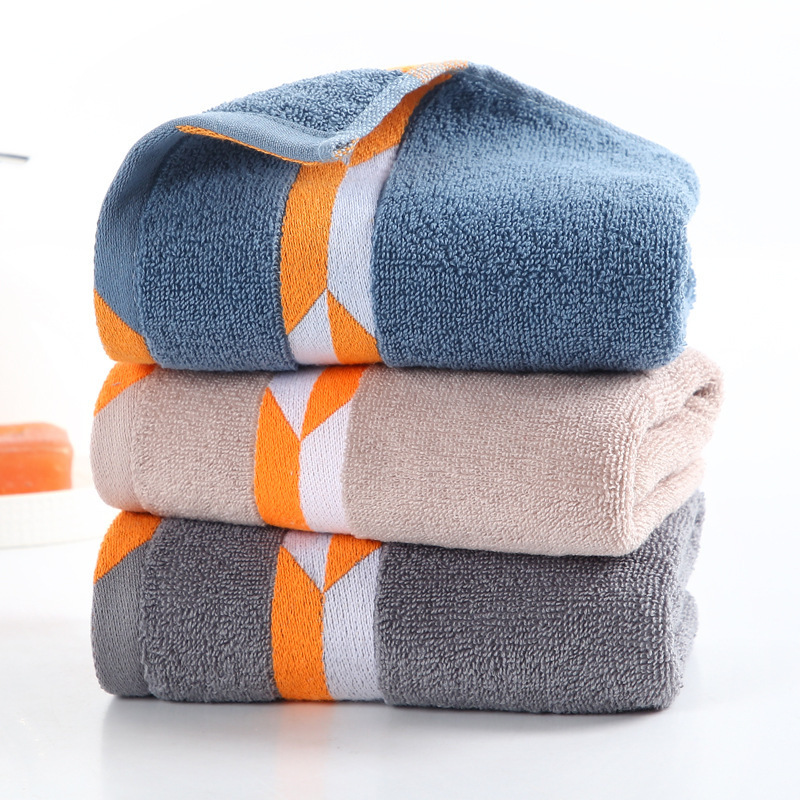 Geometric pattern cotton towel face washing adult wholesale cotton absorbent face towel household men and women thickened bath daily use
