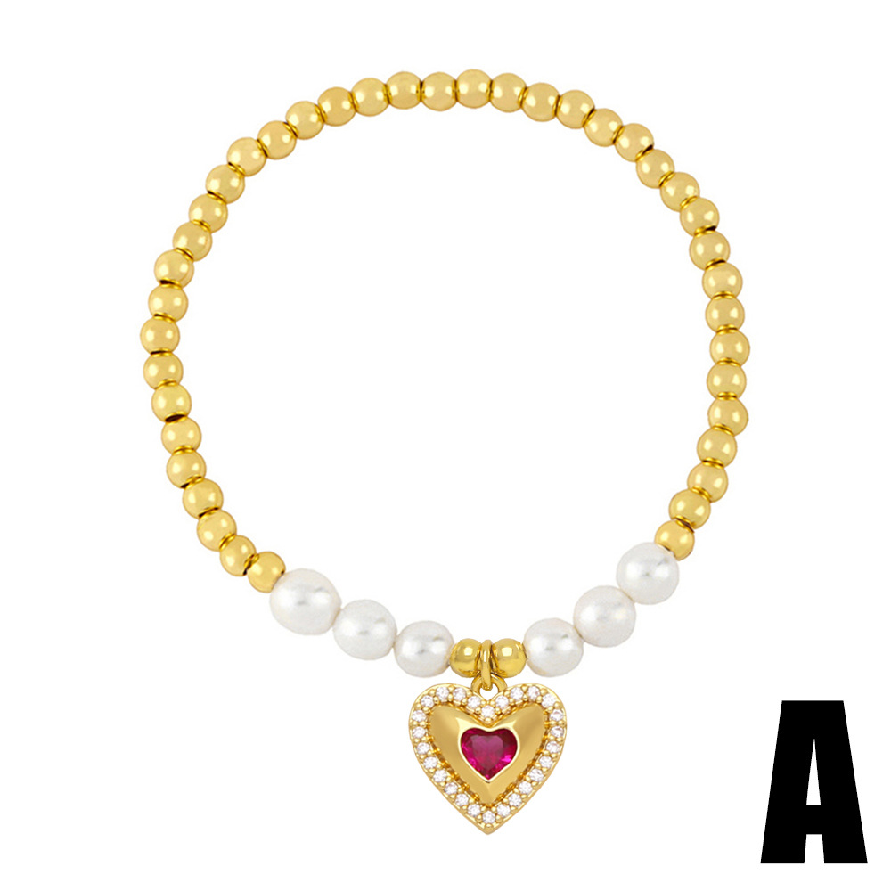 Fashion Love Heart Shape Copper Bracelets Gold Plated Zircon Copper Bracelets